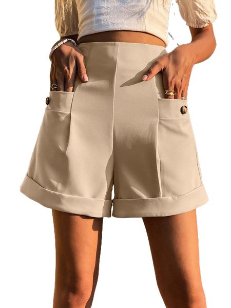 

dual pocket button detail shorts b8mb#, White;black