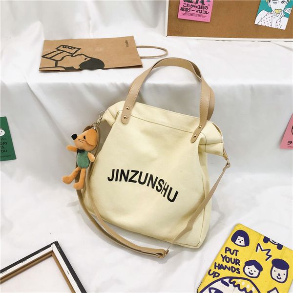 

3pcs stuff sacks women canvas letter prints large capcity cross crossbody bag without pendant mix color