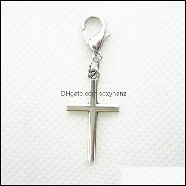 

charms jewelry findings components 100pcs/lot tibetan sier cross pendants lobster clasp dangle for making diy bracelet necklace 1105 q2 dr, Bronze;silver