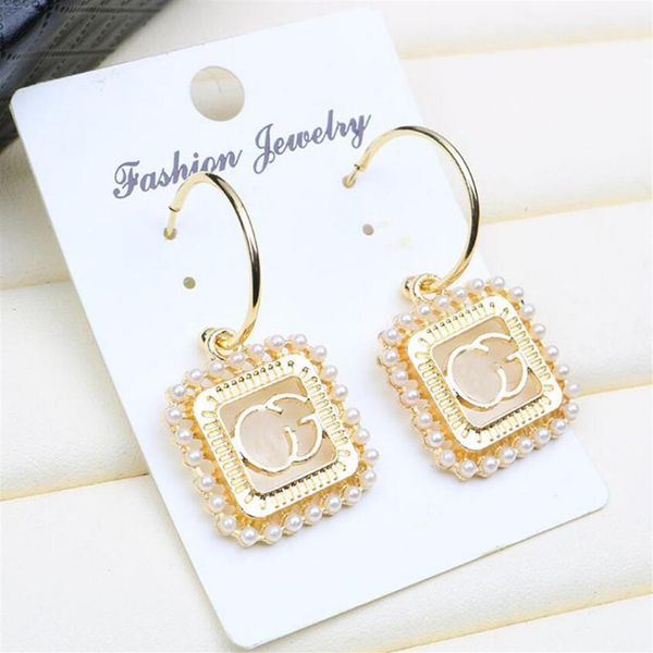 

classic letters earrings studs retro designer earrings women brand pearl charm earrings jewelry gift for party anniversary womens 3353, Golden;silver