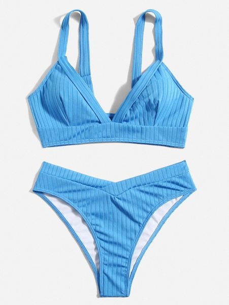 

plain surplice ring linked bikini swimsuit s1vz#, White;black