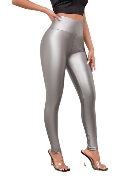 

club solid skinny pu leather pants f5zn#, Black;white