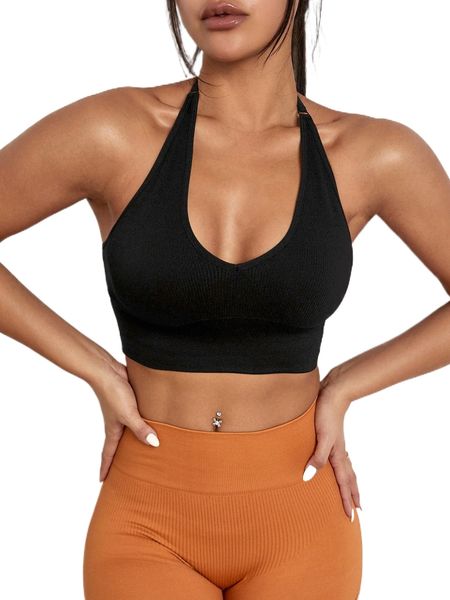 

backless crop sports bra h1gs#, Gray