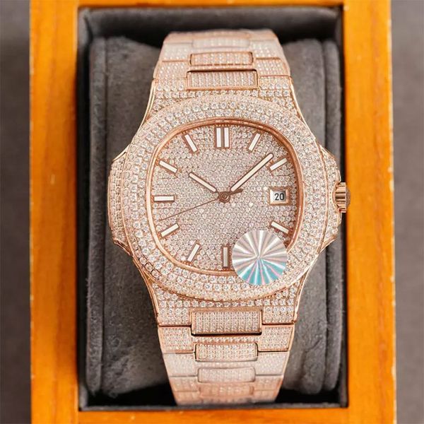 

diamond mens watch automatic mechanical watch busins wristwatch stainls steel strap sapphire waterproof wristwatch 40mm montre de luxe2xnm, Slivery;brown