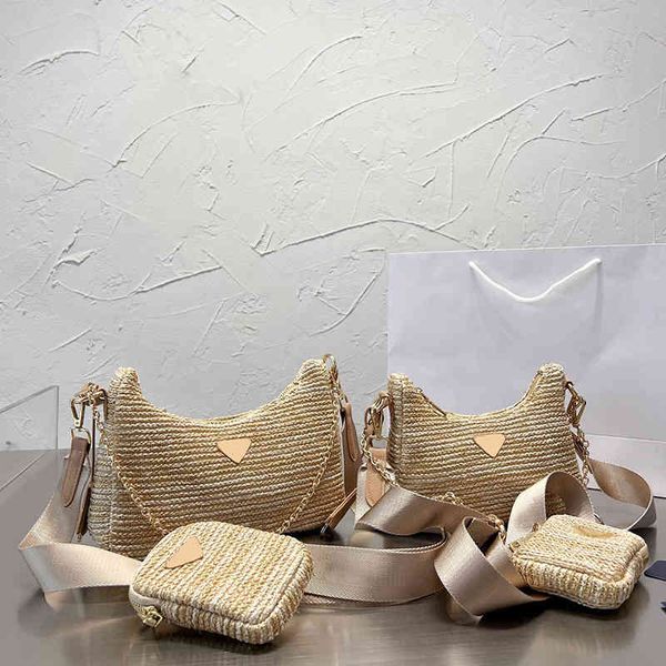 

shoulder bags 3 in 1 hobo bag crossbody bags women designer handbags totes woven handbag messenger bag purses 220705