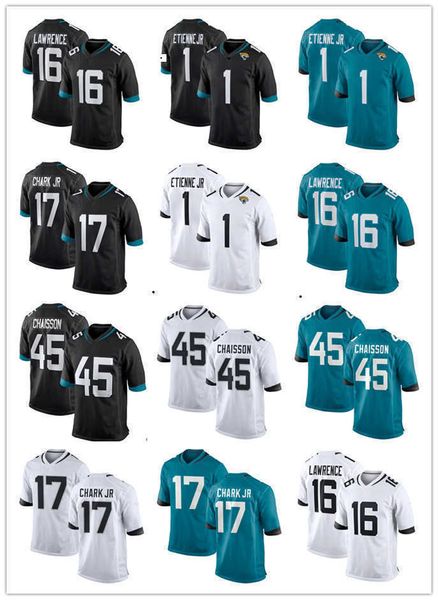

football jerseys custom men women youth jacksonville''jaguars''jersey 16 trevor lawrence 1 travis etienne jr 17 d.j. cha, Black;red