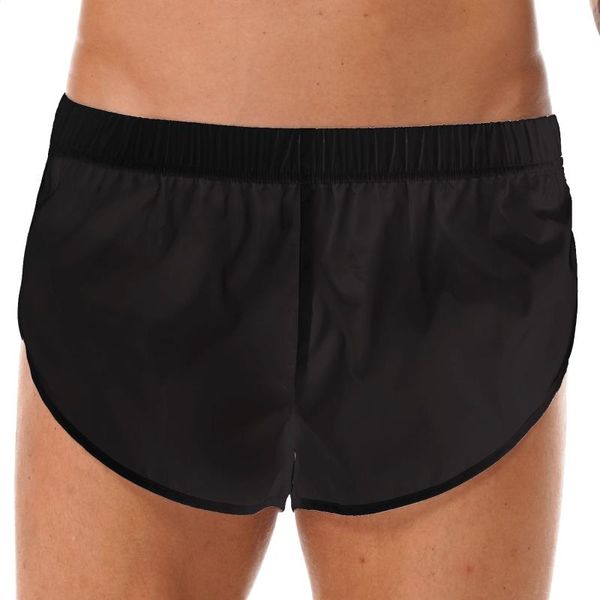 Caleçons Hommes Sexy Lingerie Sous-Vêtements Semi Transparents Maillots De Bain Côtés Split Taille Élastique Boxer Shorts Pour Beachwear Maillots De BainUn