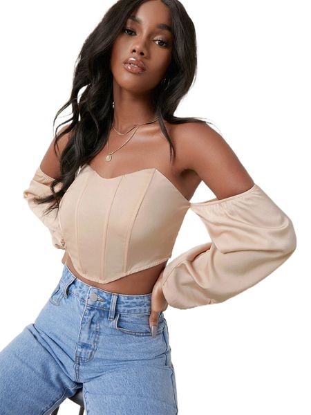 

binding trim lantern sleeve bardot h9iw#, White