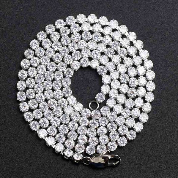 

hip hop jewelry mens iced out chain stainls steel diamond tennis necklace, Silver