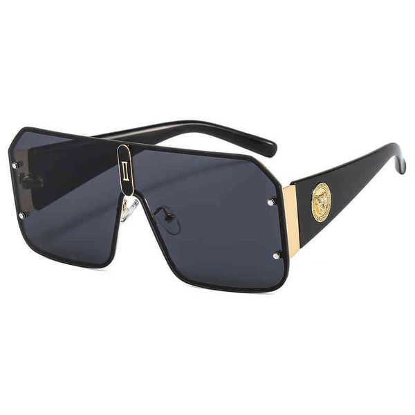 

new personalized leopard onepiece sunglass street men's and women's fashion sunglasses luxury brand sun glasses vintage uv400, White;black