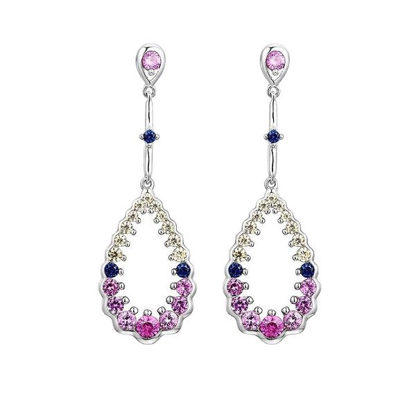 Boucles d'oreilles pendantes en argent Sterling et saphir rose pour femmes, lustre, modèles S925, élégantes, créées pour anniversaire, 2022