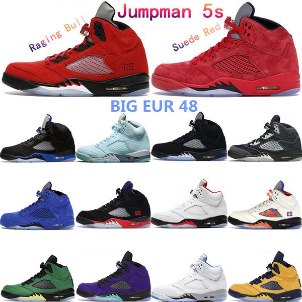 

big eur 48 jumpman 5s unc basketball shoes 5 men raging bull 3 black metallic fire red hyper royal what the bluebird oregon michigan outdoor
