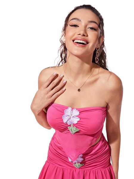 

x athena babasidis floral patched detail bandana tube o1br#, White