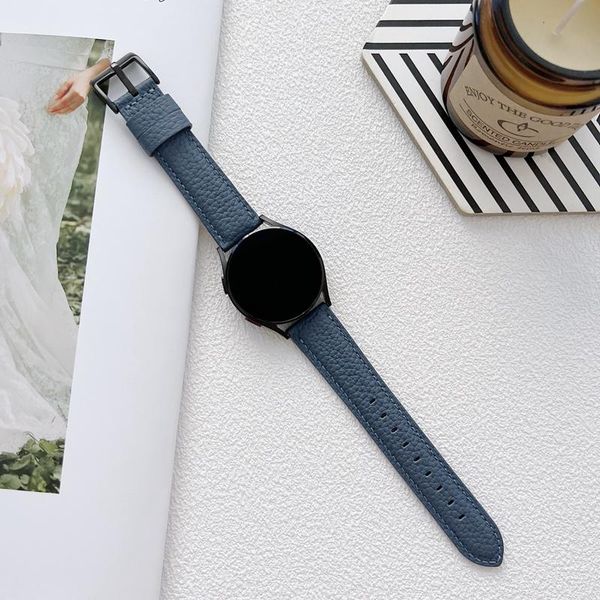 Per Samsung Galaxy Watch 3 Cinturini intelligenti Cinturini per cinturini di ricambio in vera pelle con grana Litchi con cinturino per orologi da uomo donna 20mm 22mm