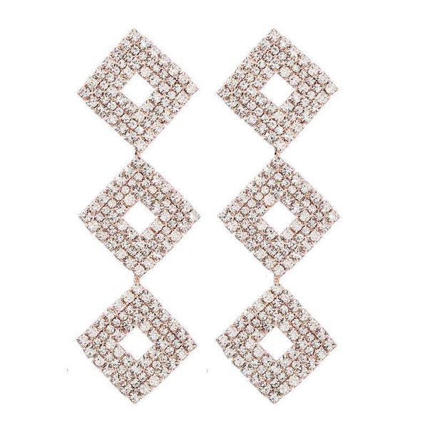 

charm new trend rhinestone layered drape earrings women's dinner wedding accessories fashion luxury statement jewelry 220726, Golden