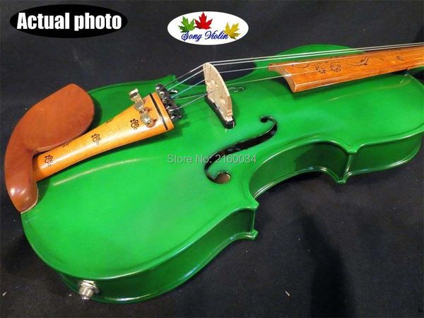 

beautiful green craft 4 strings 4/4 electric violin +acoustic violin #8375