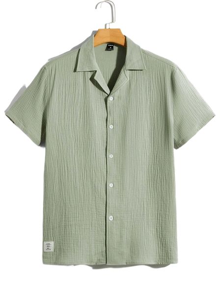 

men letter patch detail shirt u59e#, White;black