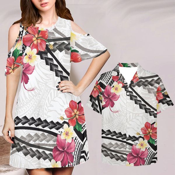 

summer clothes for women off shoulder maxi white dress and men shirts vestidos de mujer couple boho floral prints 4xl 220627, Black;gray