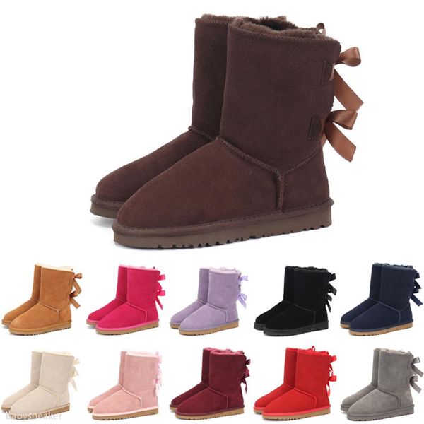 

2020 r kids boots australian snow winter boots bailey bow children girl boy triple black pink khaki ankle booties 21-352604