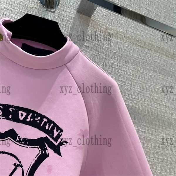 

2022fw womens hoodies and sweatshirts brand designer navy emblem print pullover light purple color shoulder zip design tanabata limited edit, Black