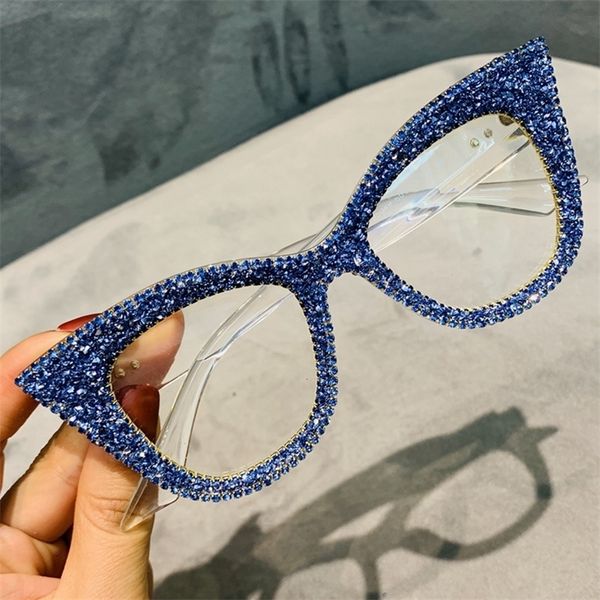 

oversized sunglasses women handmade bling cat eye sunglasses ladies vintage clear reading glasses fashion shades 220616, White;black