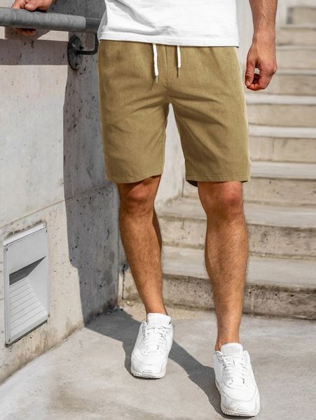 

men solid drawstring waist shorts c3tz#, White;black