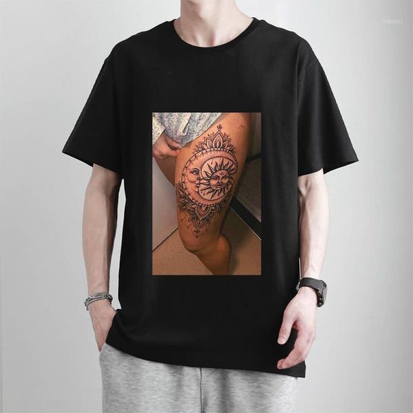 T-shirt da uomo American Gothic Tattoo Girls 'T-Shirt Stampa Estate Trendy Street Abbigliamento alternativo Sexy Europa e America Nero