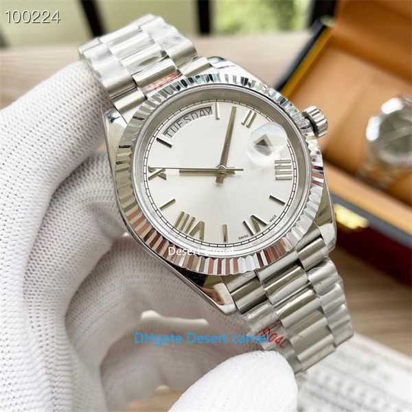 

4 style gold watch ew factory manufactures week calendar automatic mechanical men's watches 40mm 904l cal3255 movement luxury fashion s, Slivery;brown