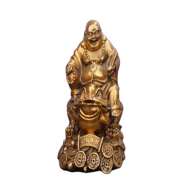 

china brass statue maitreya buddha toad fengshui copper statue, Black