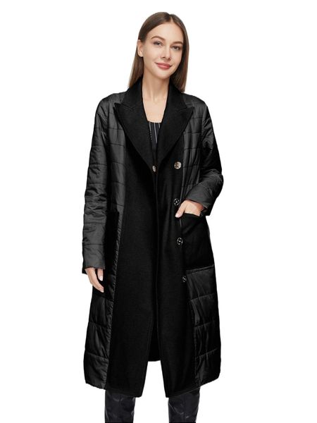 

ziai self belted pocket patched winter coat z6br#, Black