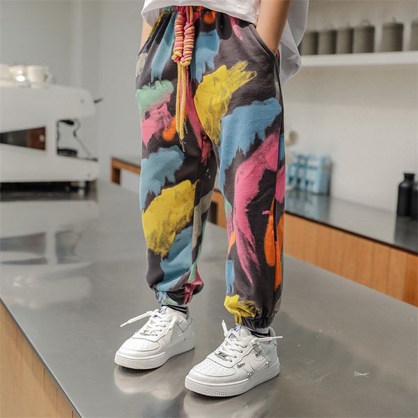 

arrival boys tie dye casual pants spring fashion deals graffiti painting print sweatpants cotton kids long trousers 220808, Blue