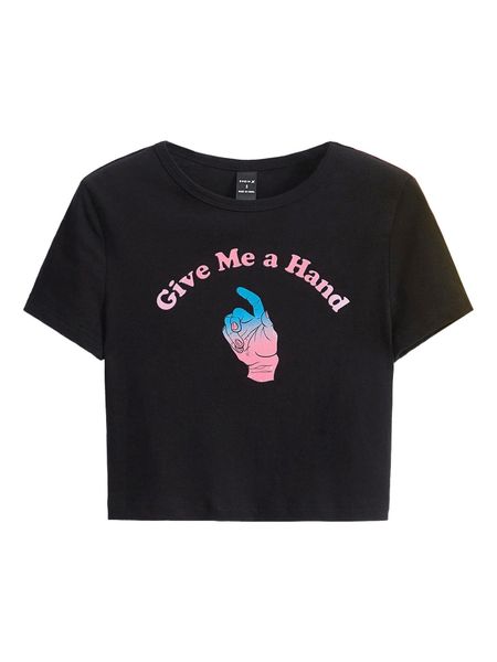 

x vamp punch hand & slogan graphic tee z6f2#, White