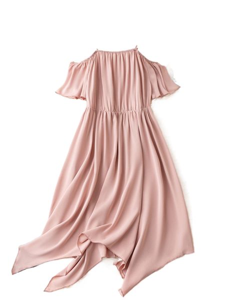 

plus cold shoulder asymmetrical hem dress l7kh#, Black