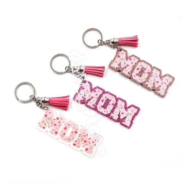 Acrílico Keychain Pingente Creative Mom Tassel Keychain Dia das Mães Decoração de Bagagem Keyring Chaveiro BES121