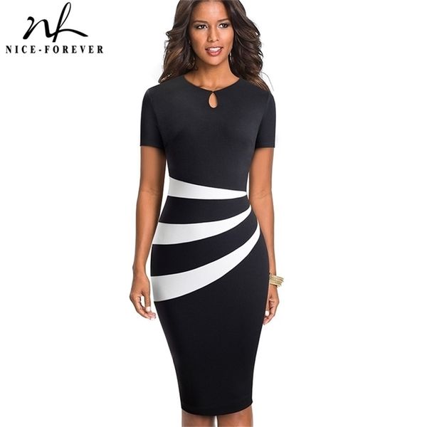 

nice forever vintage optical illusion leopard color block work vestidos business party bodycon office sheath women dress b498 210322, Black;gray