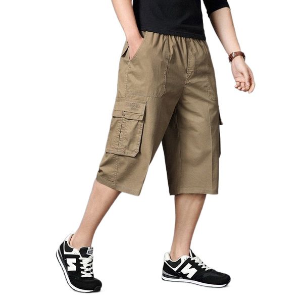 

2020 summer men's pants middle-aged large size beach pants shorts large size loose sports cropped pants middle-aged and elderly men e2o, White;black