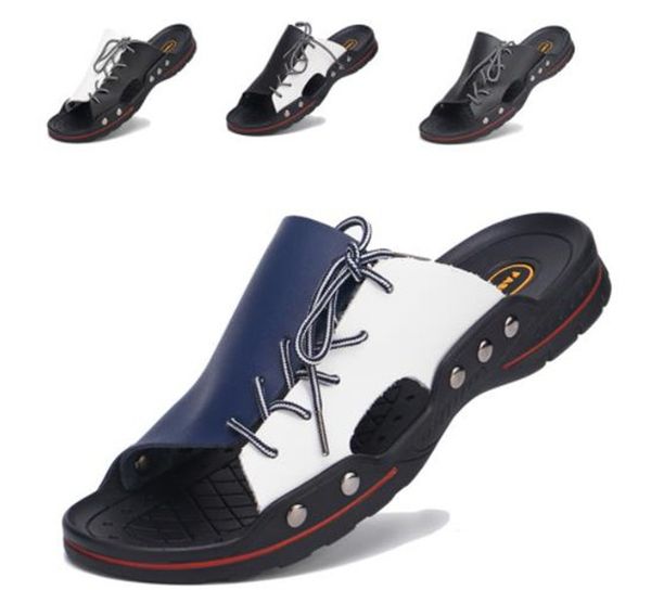 

men's sandals beach shoes summer comfortable breathable slippers, Black