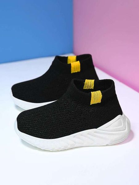 

toddler boys minimalist knit slip on sneakers she, Black