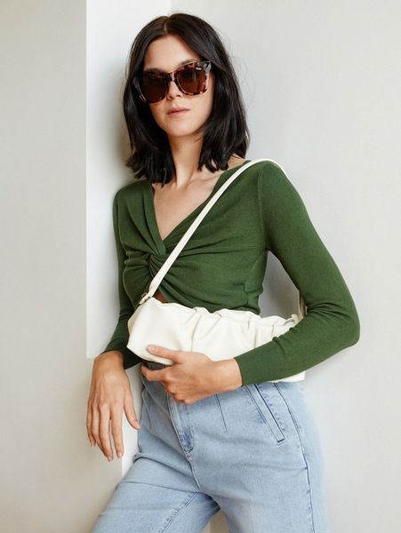 

motf premium viscose slim twist sweater s34l#, White;black