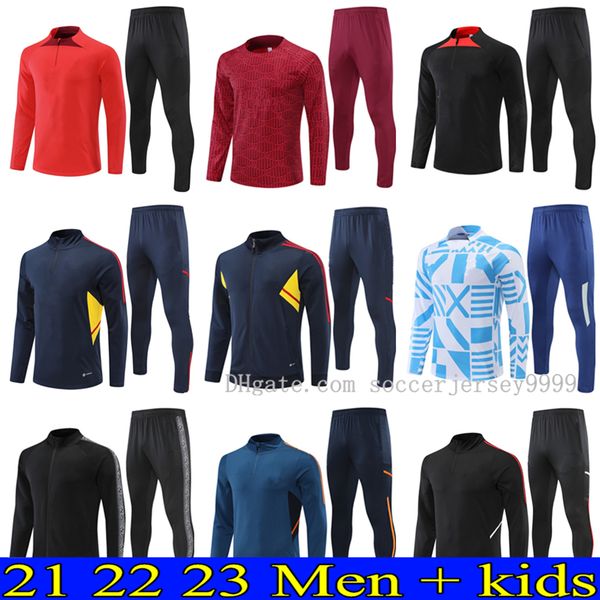 

2022 2023 mens soccer tracksuit survetement de football training suit 21 22 23 men kids maillot full zipper jacket tracksuits sportswear, Black