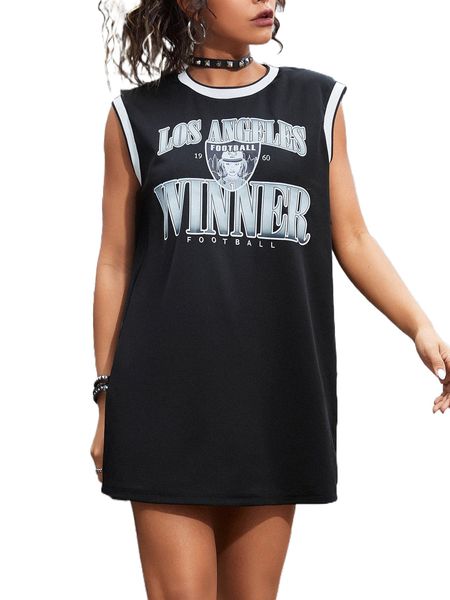 

letter & figure graphic contrast trim tank r46h#, White