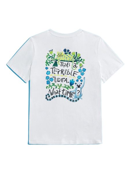 

x painting bauer slogan & cartoon graphic tee c0gy#, White