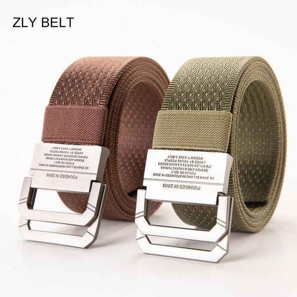 

zly fashion selling woven canvas belt men women metal alloy buckle casual style quality stripe for jeans, Black;brown