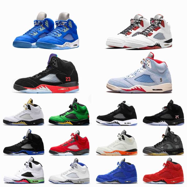 

mens 5 5s basketball shoes space jam shattered backboard bluebird anthracite oreo raging red hyper royal grape sports sneakers trainers, Black