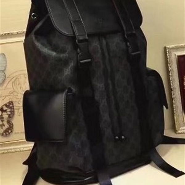 

classic luxury branded leather men backpack black dot print cover flip women sport backpacks favourite string bags