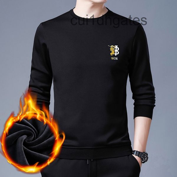 

2022 designer b br coats and hoodie winter men's sweater plush thickened long sleeve warm pullover t-shirt printed slim round neck is d, White;black