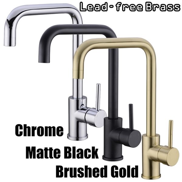 Küchenarmatur Messing 360 Grad heißes und kaltes Küchenwasserhahnmischer Dual Sink Rotation mit Belüfter für die Küche gebürstetes Gold T200424