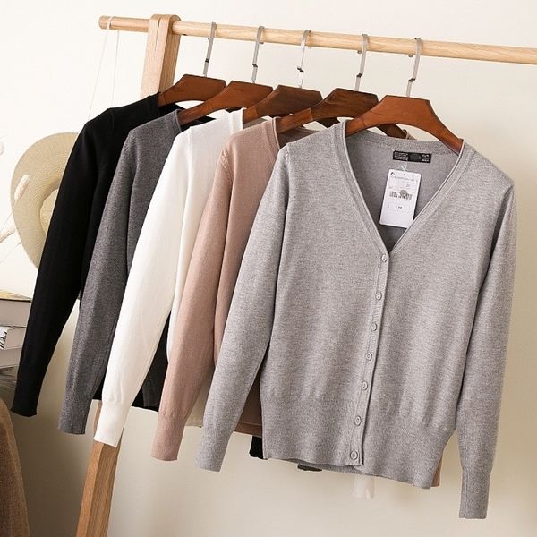 

ardltme knitting cardigan women coat solid 27 color spring and autumn fashion vneck long sleeve he knit sweater coat y200106, White;black