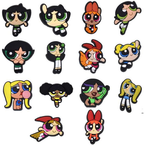 

wholesale pvc anime shoe accessories soft rubber decoration charms buckle for croc charms clog button pin, White;pink