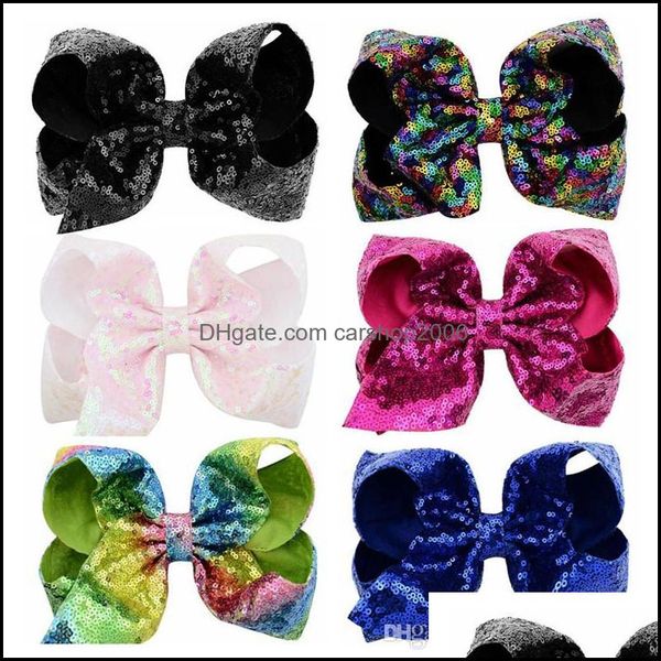 

hair clips barrettes jewelry  color children accessories girl bow sequins hairpin kid hairwear mticolor drop delivery 2021 w, Golden;silver